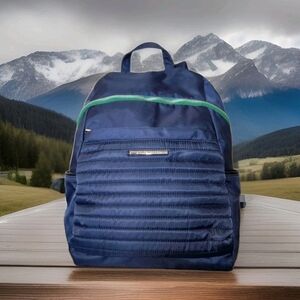 Steve Madden Quilted Nylon Backpack | Navy Medium Travel Bag Silver Hardware